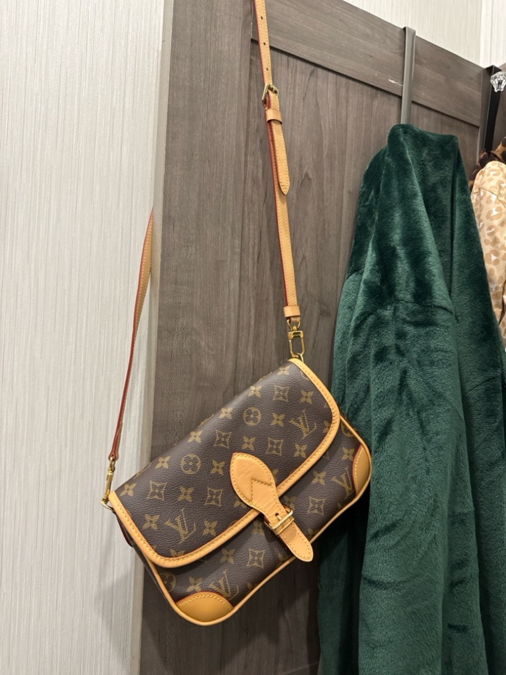Louis Vuitton Monogram Crossbody Bag in Brown and Tan Leather Trim
